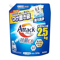 Attack 【Large Capacity】Antibacterial EX Laundry Detergent, Liquid, 2500 grams (5.51 lb), Refill, Powerful Stain Removal for Up to 100 Days of Accumulated Stains