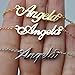 HUAN XUN Personalized Customized Name Initial Necklace Monogrammed Words Gold Silver Rose Gold Girl's Jewelry