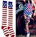 Zmart Women's Fashion USA Flag star and stipe Thigh-High Over Knee stocking,Multicoloured,US 5-7.5