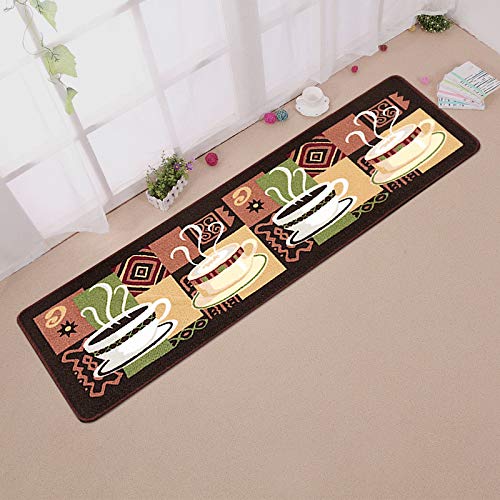 Carvapet 2 Piece Non-Slip Kitchen Mat Rubber Backing Doormat Runner Rug Set, Coffee (19"x59"+19"x31")