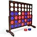 GoSports Giant Dark Wood Stain 4 in a Row Game - Huge 4 Foot Width - with Carry Case and Rules, Brown