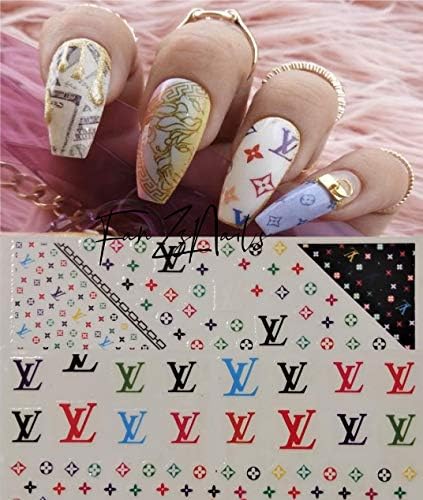 Go4Nails 2019 LV Inspired Colorful Nail Art Stickers Self Adhesive Decals DIY