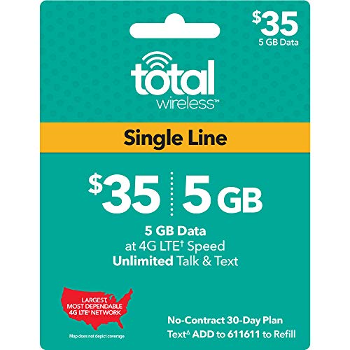 Total Wireless Single Line Plan Unlimited Talk, Text and 5GB Data