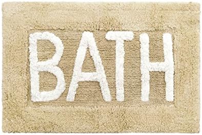 Creative Home IdeasCotton Bath Rug - Soft Cotton Bath Mat - Bathroom Decor - Water Absorbent and Machine Washable - Measures 21"x34" - "Bath" - Linen