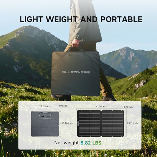 ALLPOWERS SOLAX SE100 100W Solar Panel Solar Charger for S2000 PRO R600 R1500 LITE R2500 R4000 Solar Generator, Foldable Solar Panel with Adjustable Kickstand for Outdoor Camping Indoor RV