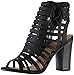 Soda Delicious Women's Server Geometric Cut Out Caged Peep Toe Heeled Sandal MVE Shoes.