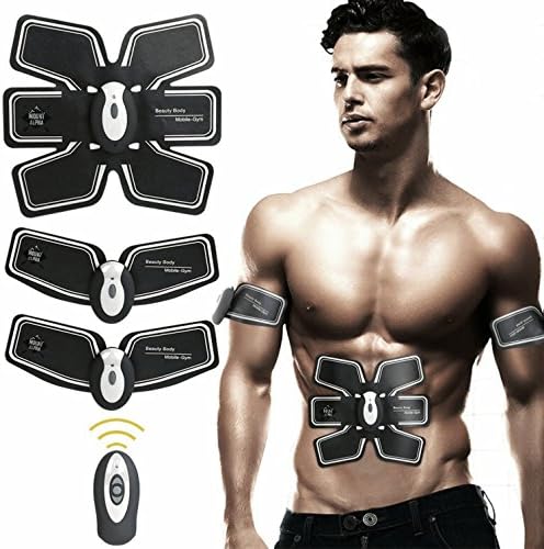 Premium Abdominal Muscle Toner, EMS Ab Belt Stimulator – MountAlpha USA! Hospital Grade, Rechargeable Electronic Wireless Abs Machine Sticker Men/Women, Home/Office,Waist Trainer Trimmer/Arm/Leg