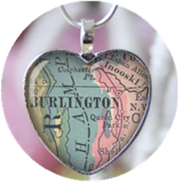 Burlington Vermont heart shape vintage map