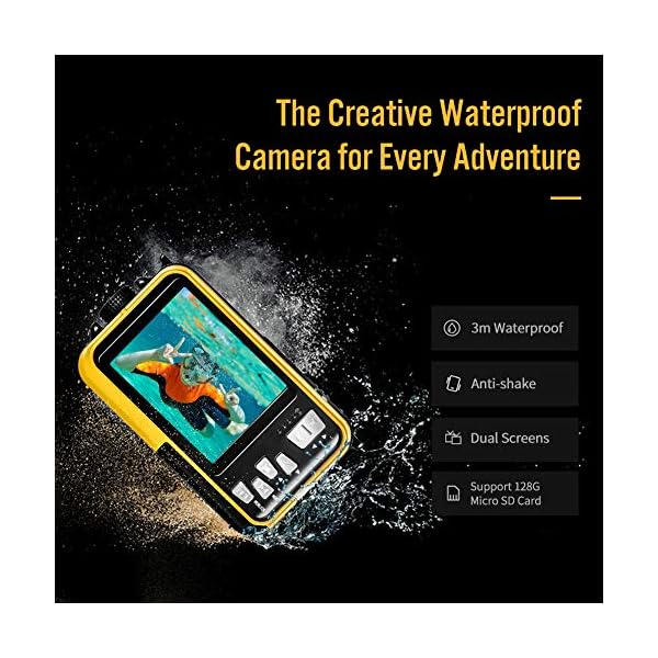 Unterwasserkamera Kamera Wasserdicht mit Dual Screen 2.7K 48MP Unterwasserkamera Digital Wasserdicht zum Schnorcheln… – Bild 3