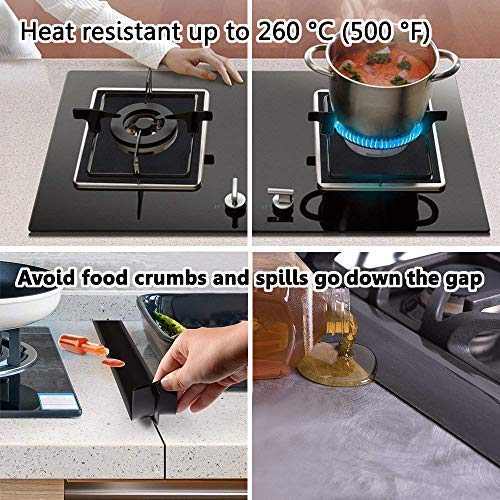 4 Pcs Gas Stove Burner Covers + 2 Pcs Silicone Kitchen Stove Counter Gap Cover - Heat Resistant Gas Range Protectors Reusable Dishwasher Safe, Easy to Clean and Cut - Thumbnail 3