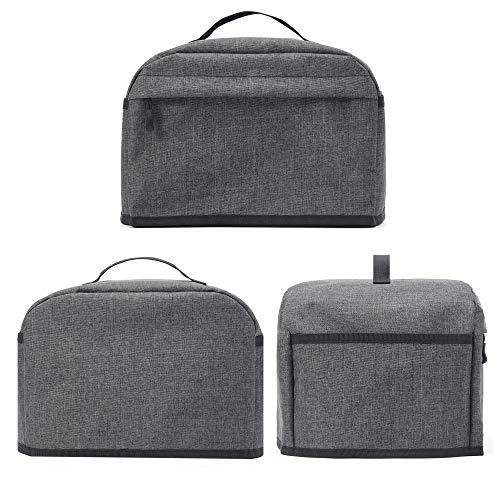 BGD 4 Slice Toaster Cover with Zipper & Open Pockets Kitchen Small Appliance Cover with Handle, Dust and Fingerprint Protection, Machine Washable, Dark Grey - Thumbnail 5