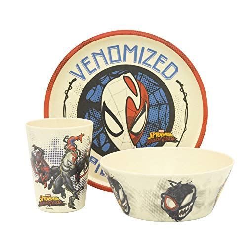 Zak Designs Marvel SpiderMan Dinnerware Set for Kids Includes 8" Plate