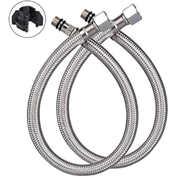 HOMEIDEAS 16-Inch Faucet Connector 3/8-Inch Female Compression Thread x M10 Male Braided Stainless Steel Supply Hose Connector Replacement Pack of 2(1 Pair)