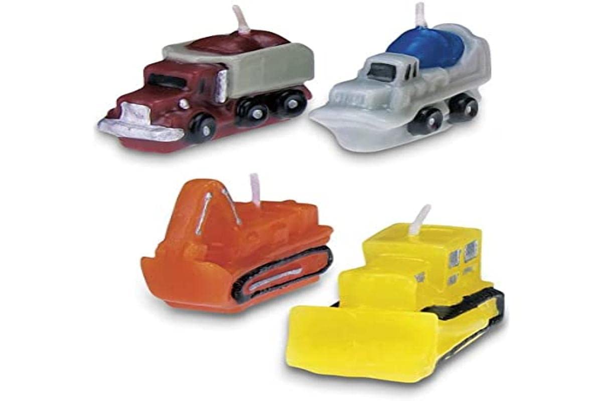 Staedter - Set of 4 candles in the shape of construction vehicles, in paraffin, multicolored, size about 4-5 cm.