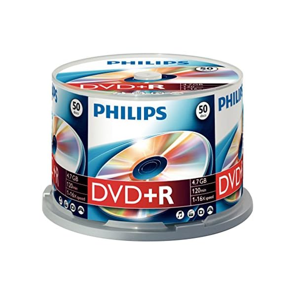 Philips DVD+R Rohlinge High-Speed (4.7 GB /120 Minuten Video, 1-16x Speed, 50er Spindel)