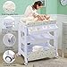 Costzon Baby Bath and Changing Table, Diaper Organizer for Infant with Tube & Cushion (Beige)