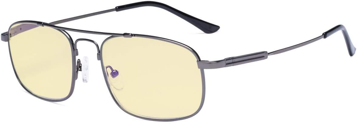 Eyekepper Blue light Glasses Men Women-Computer Reading Glasses-Memory Titamiun Frame Spring Hinges Double Bridge-Gunmetal +2.50