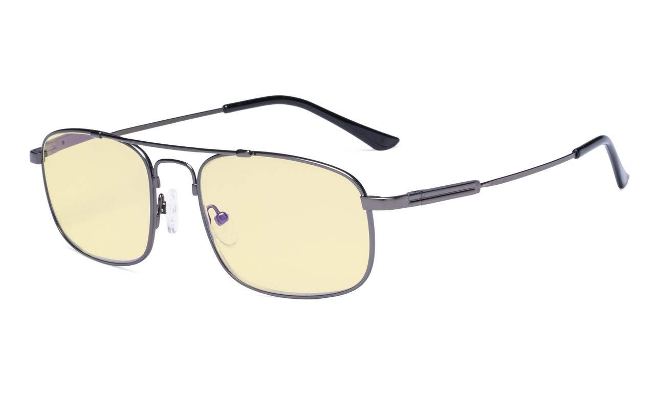 Eyekepper Blue light Glasses Men Women-Computer Reading Glasses-Memory Titamiun Frame Spring Hinges Double Bridge-Gunmetal +2.50