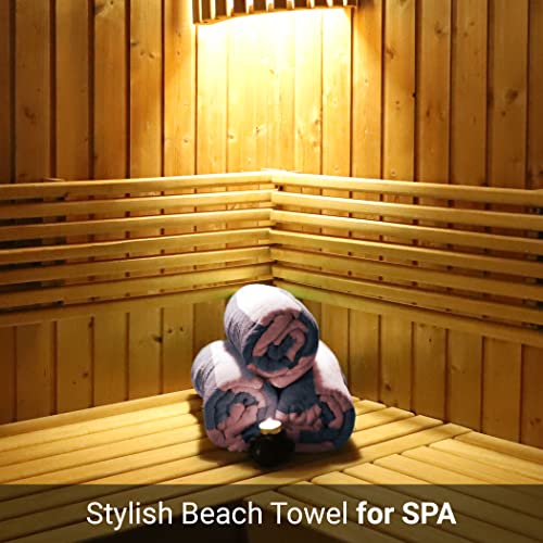 SweetNeedle Beach Towels for Adults Pack of 2 - Sea Glass Green Cabana Striped Classic - 100% Cotton Terry Ringspun Pool Towel, Quick Dry, Super Absorbent Swimming large towel, 76 x 152 cm