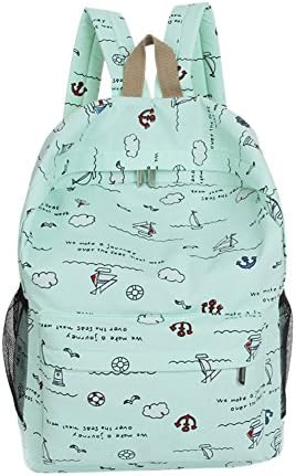Women' Stylish Canvas Backpack Lovely Candy Color Cartoon Pattern School Sholuder Bag Casual Lightwight Bag