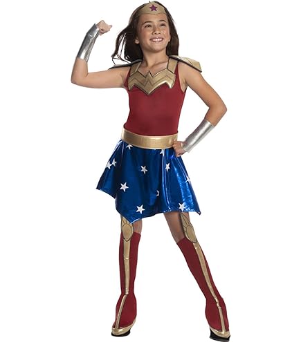 Rubie's Deluxe Wonder Woman Kostüm Für Mädchen – Inkl. Kleid, Umhang, Kopfbedeckung, Gürtel, Stiefel-Tops & Armbänder