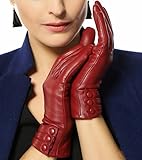 Warmen Women's Touchscreen Texting Driving Winter Warm Nappa Leather Gloves - 7.5 (US Standard size) - Burgundy (Touchscreen Function/cashmere Lining)