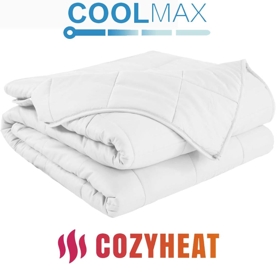 COHOME Weighted Blanket with Heavy Glass Beads for Adults, Soft Breathable Cooling Heavyweight Blankets for Bed Couch Sofa 48‘’x72‘’,15 lbs,White