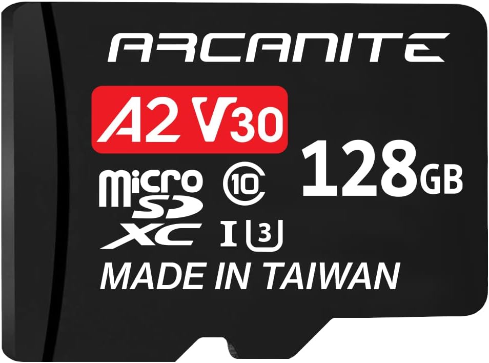 ARCANITE 128GB microSDXC Memory Card with Adapter A2 UHS-I U3 V30 4K Read 95MB/s