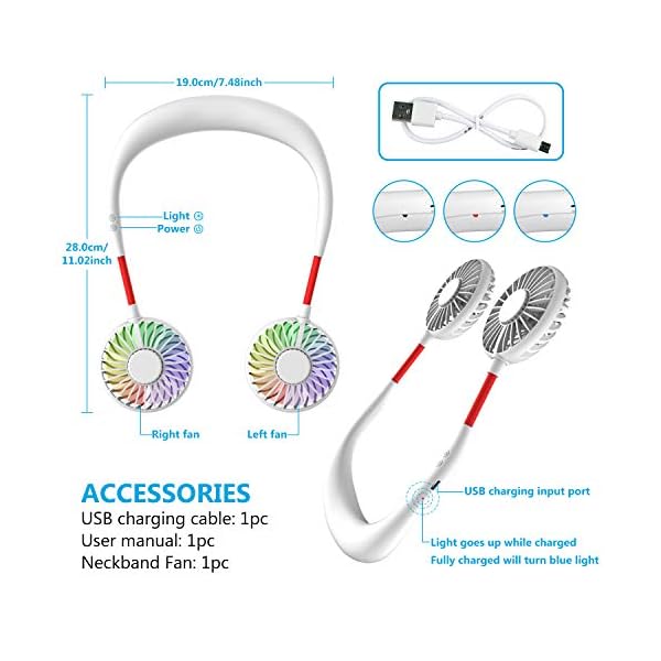 Wearable-Neck-Fan-Handsfree-Mini-USB-Fan-Rechargeable-Portable-Personal-Fan-Desk-Fan-Necklace-Fan-with-Dual-Wind-Head-3-Speeds-LED-Light-for-Traveling-Sport-Outdoor-Camping-Office-Room-White Wearable Neck Fan, Handsfree Mini USB Fan Rechargeable Portable Personal Fan, Desk Fan, Necklace Fan with Dual Wind Head…