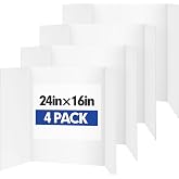 TUXIYA Trifold Poster Board,4 Pack 24" x 16" White Corrugated Poster Boards | Display Board,Perfect for School Projects, Science Fairs, Event Displays, and Business Presentations
