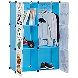LANGRIA 6 Cube Organizer Cubby Shelving Plastic Storage Cubes Drawer Unit, DIY Modular Bookcase Closet System Cabinet with Translucent Design for Clothes, Shoes, Toys (Blue)