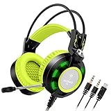 Nubwo K6 Gaming Headset with Microphone, Comfortable Headphones for Laptop PC Computer (Black/green)