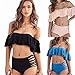 Vsecrety Two Piece Women's Halter Off the Shoulder Flounce Swimsuits High Waisted Bikini Sets