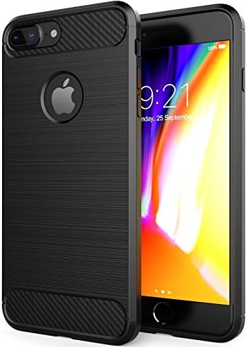 LESEEING iPhone 7 Plus Case iPhone 8 Plus Case, Case for Apple 8 Plus and iPhone 7 Plus Cover Soft TPU Material with Carbon Fiber iPhone 7 Plus Protective Case - Black