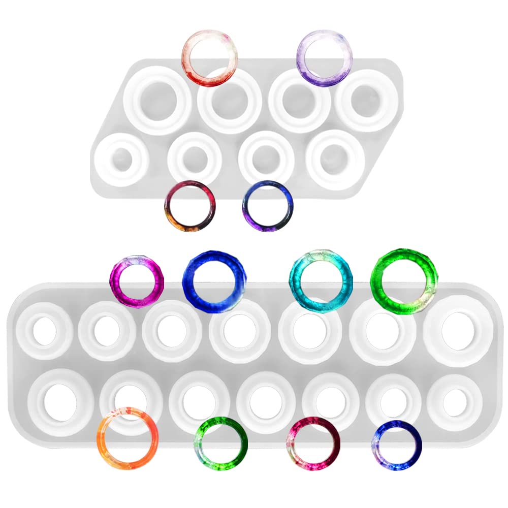 2 Pcs Ring Silicone Molds for Resin, JiaLe Ring Jewelry Casting Silicone Moulds for Making DIY Rings, Earrings, Pendants and Crafts