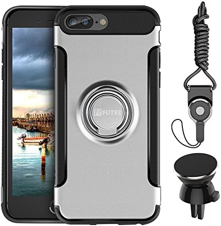 iphone 7 case, FUTRE iphone 7/7Plus Hybrid Case with Magnetic car phone mount for iphone 7/7Plus (Sliver 5.5 inch)