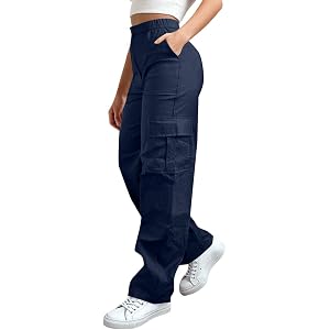 Joggers Cargo Pants Women Lightweight High Waisted Loose Fashion Streetwear | Work Pants with Pockets for Women Parachute Pan