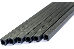 CNCARBONFIBER 6 pcs 4mm Square Carbon Fiber Tubes 4x4x3x420mm Inner Round(OD 3mm),3/6/8/10mm Available,Pultruded Carbon Fiber Rods