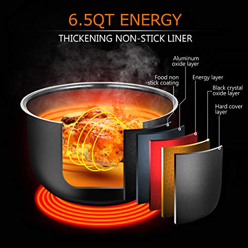 6.5Qt Pressure Cooker and Air Fryer Combos, 1500W Pressure, Steamer Cooker, Air Fryer All-in-One Multi-Cooker with LED Touchscreen Display, 3-Qt Air Fry Basket, Pressure & Crisper Lid, Free Recipe Book - Thumbnail 3