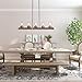 LNC Kitchen Light Fixtures, Farmhouse Chandelier Over Island in Rustic Wood and Metal, Glass Pendant for Dining Room