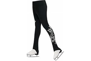 Gogokids Girls Ice Skating leggings, Kids Fleece Thermal Black Dancing Trousers