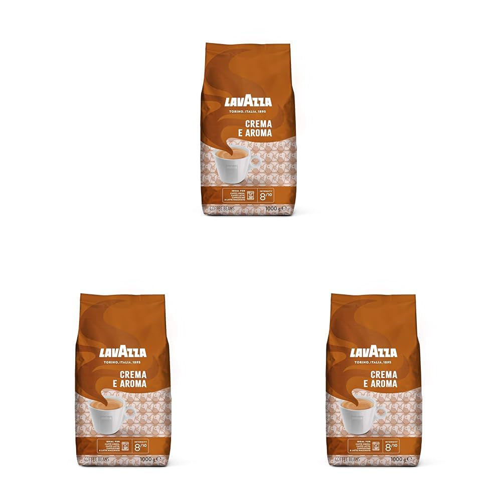 Lavazza, Crema e Aroma, Arabica und Robusta Kaffeebohnen, Ideal für Espressomaschinen, mit Schokoladigen Aromen, Reicher und Vollmundiger Geschmack, Intensität 8/10, Mittlere Röstung, 1 kg Packung