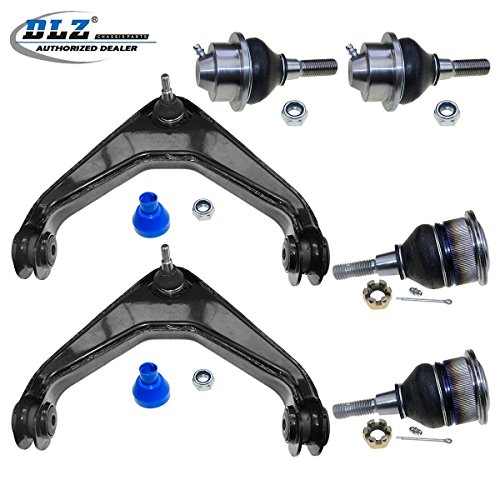 DLZ 6 Pcs Front Suspension Kit-2 Upper Control Arm and Ball Joint Assembly, 2 Lower 2 Upper Ball Joints for Chevrolet Silverado GMC Sierra 1500 2500 3500 HD, 2001-2010 GMC Yukon XL 2500