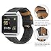 Jobese Compatible with Fitbit Blaze Bands, Soft Classic Canvas Fabric Straps with Genuine Leather Bands with Silver Metal Frame Compatible with Fitbit Blaze Bands Men Women