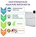 Clear Water Bottle, Reusable Waterbottle - BPA Free Small Plastic Flask, Slim Leak Proof, Refillable Cool Flat Memo Rectangle Pocket Kids School Lunch Drinking Bag Wide Mouth Funnel, No Straw / Glass