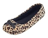 MIXIN Women's Sexy Ballerina Soft Sole Leopard Indoor Slippers Brown US7