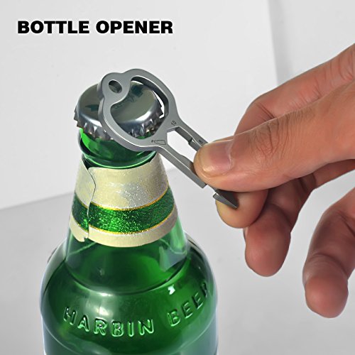 Keychain Multi-Tool EDC Mini-Tool 10-in-1 Key Tool (Bottle Opener Nail Puller Bicycle Tool Box Opener Screw Driver Cord Cutter 7/8/10mm Wrench) Stainless Steel (key chain size, silver)