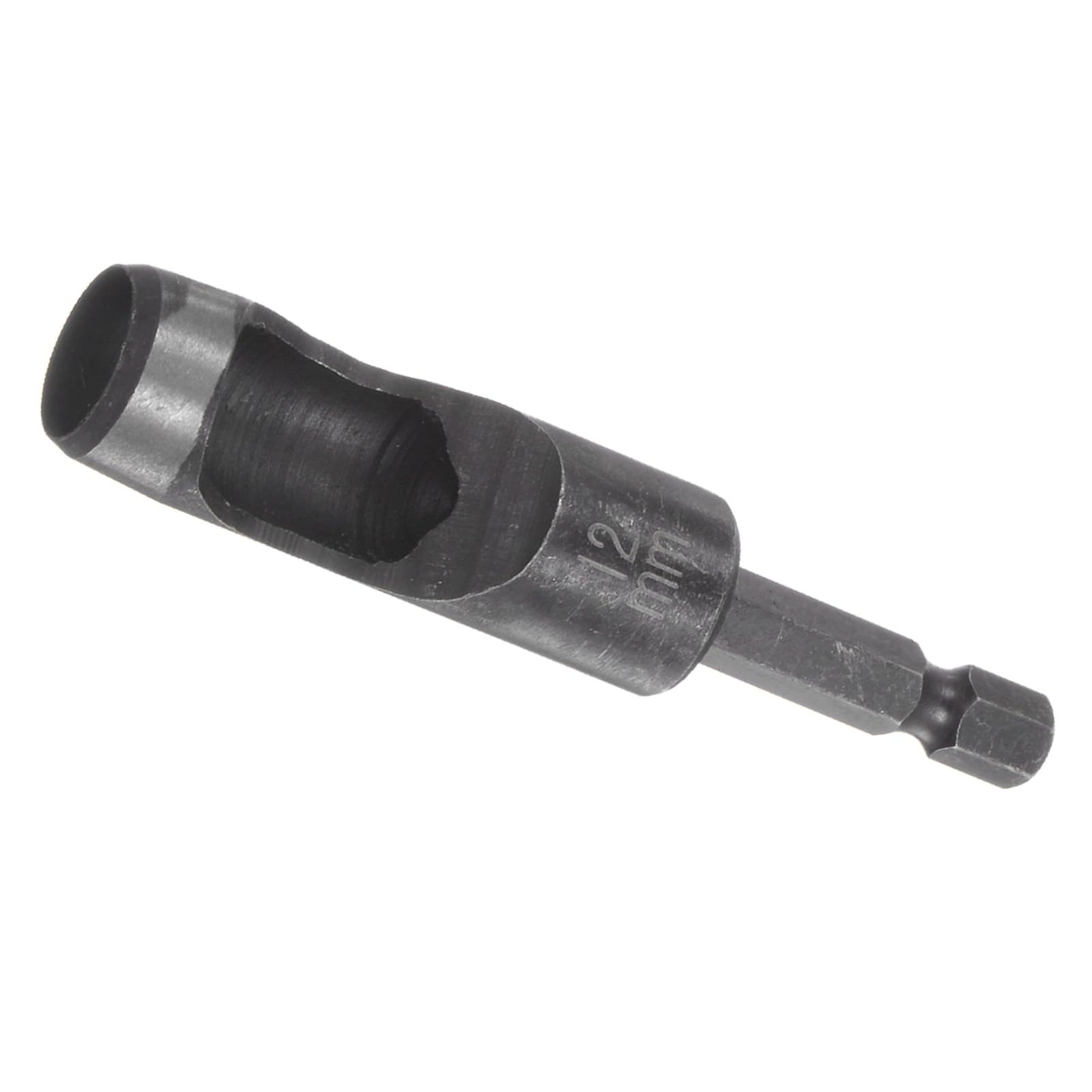 Kozelo Leather Hole Punch Tool - [12mm x 1/4" Shank] Extension Hex Shank Drill Bit Carbon Steel Hollow Puncher for Fabric Leathercraft Belts Use, 89mm Length