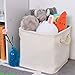StorageWorks Storage Cube Organizer Bin With Strong Cotton Rope Handle,Storage Baskets Of Waterproof Cotton Fabric,Foldable Storage Cubes By, Natural, Medium (Cube), 3-Pack, 10.6x10.6x11.0 inches