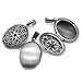 Housweety 3PCs Frame Pendants Hollow Picture Locket Pattern Carved Oval Gunmetal 1 7/8